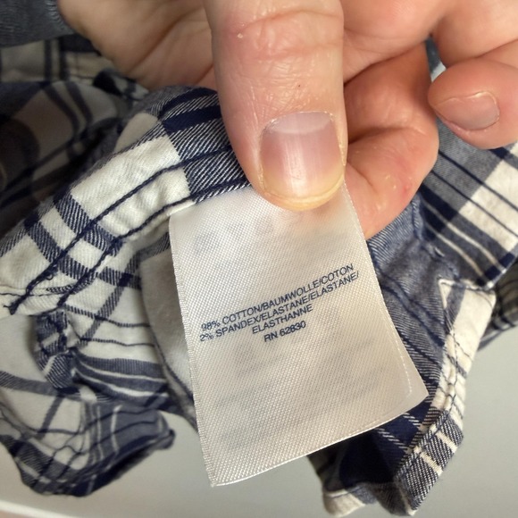 Lands End Shirt Mens Large Tall Blue White Plaid Button Front Flannel Casual - Picture 5 of 9